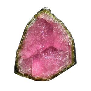 18.4 cts. Watermelon Tourmaline Natural Crystal Slice - Custom Cabochon #6